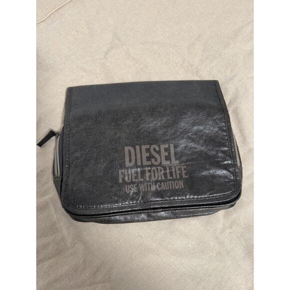 Diesel Fuel For Life Dark Brown Travel Toiletry Bag Fold-Out Organizer Zip Pouch - Picture 1 of 8